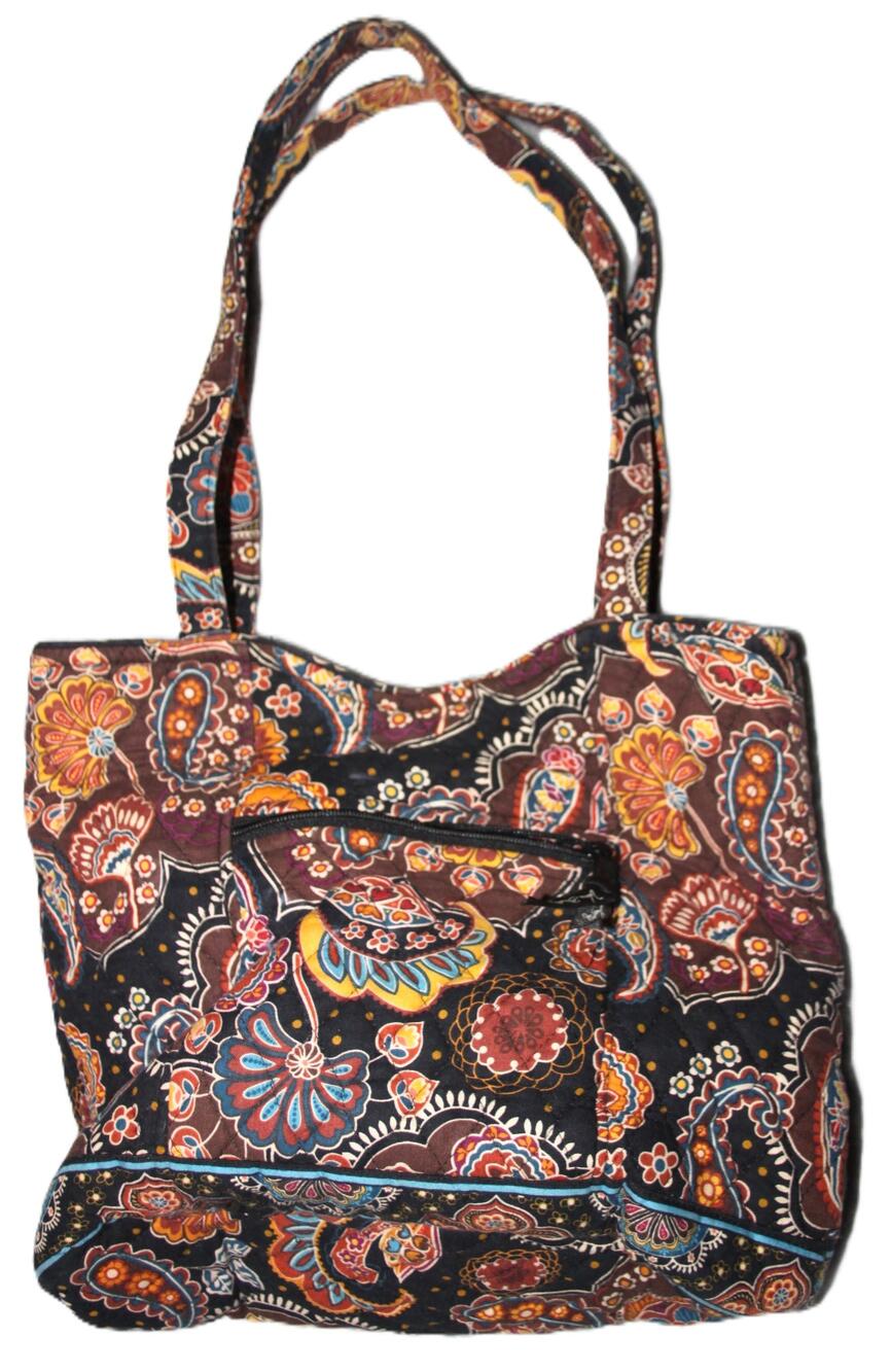 Vera Bradley Tote Bag Brown Multicolor Paisley Quilted Womens Shoulder Purse